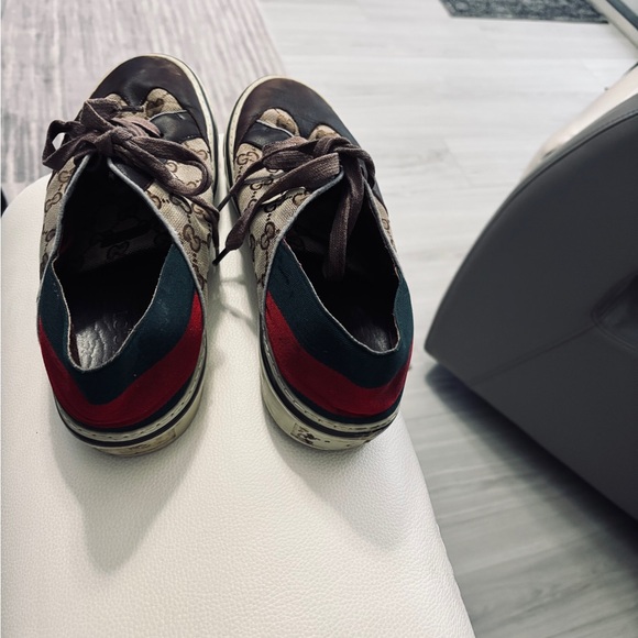 GUCCI Coda GG Monogram Low Sneakers Ace Leather  Cloth Trainers - Picture 1 of 3